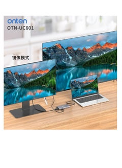 أونتن قاعدة توصيل 12 في 1 مع منفذ USB النوع C من اون تن otn-uc601 ، محول HDMI مزدوج بدقة 4 كيه، موزع USB النوع C بشاشة مزدوجة لويندوز، منفذ HDMI 4k * 2، 100W قاعدة شحن 100 وات مع بطاقة SD/TF، USB3.0، USB C، ايثرنت  - Image 4