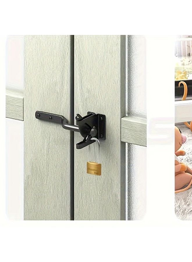 Black Self Locking Gate Latch Automatic Gravity Bar For Wood Fences Sheds Barns - Image 5