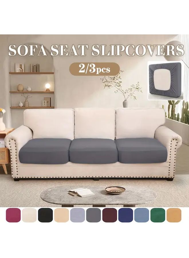 2Pcs Dark Green Elastic Sofa Cushion Covers For Spring Summer Modern Home Decor - Image 1