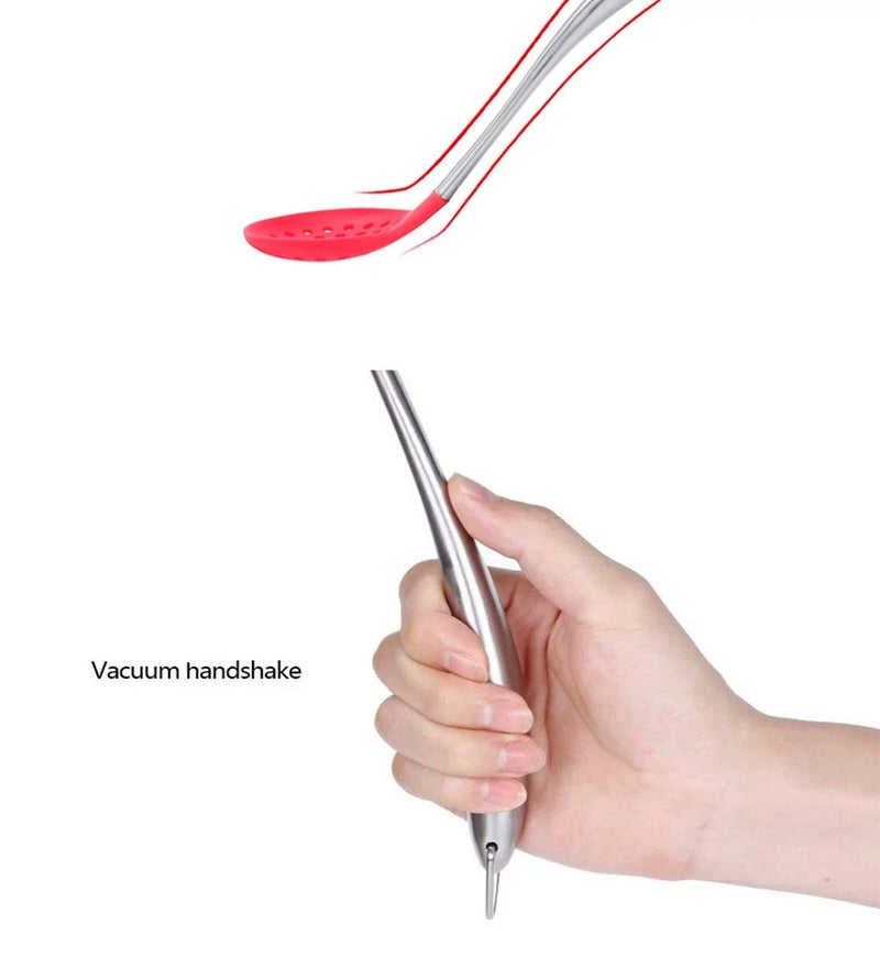 P-Plus International Silicone Spatula Versatile Tools Baking and Mixing | Non-Stick & Heat Resistant | Strong Stainless Steel Silicone Wok Turner (Steel Skimmer RED) - Image 5