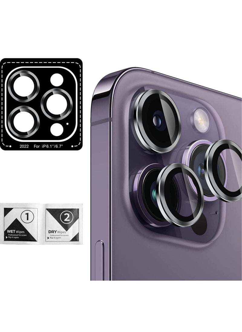 Raxoom Camera Lens Protector for iPhone 14 Pro/14 Pro Max, Anti-Scratch HD Tempered Glass Metal Ring Camera Screen Protector, Easy Installation Lens Protective Cover Film for iPhone14 Pro/14 Pro Max - Image 1