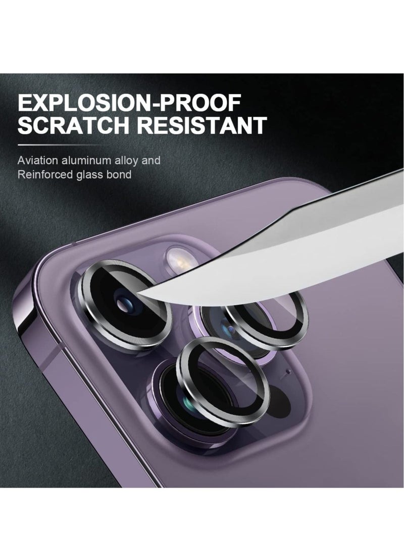 Raxoom Camera Lens Protector for iPhone 14 Pro/14 Pro Max, Anti-Scratch HD Tempered Glass Metal Ring Camera Screen Protector, Easy Installation Lens Protective Cover Film for iPhone14 Pro/14 Pro Max - Image 4