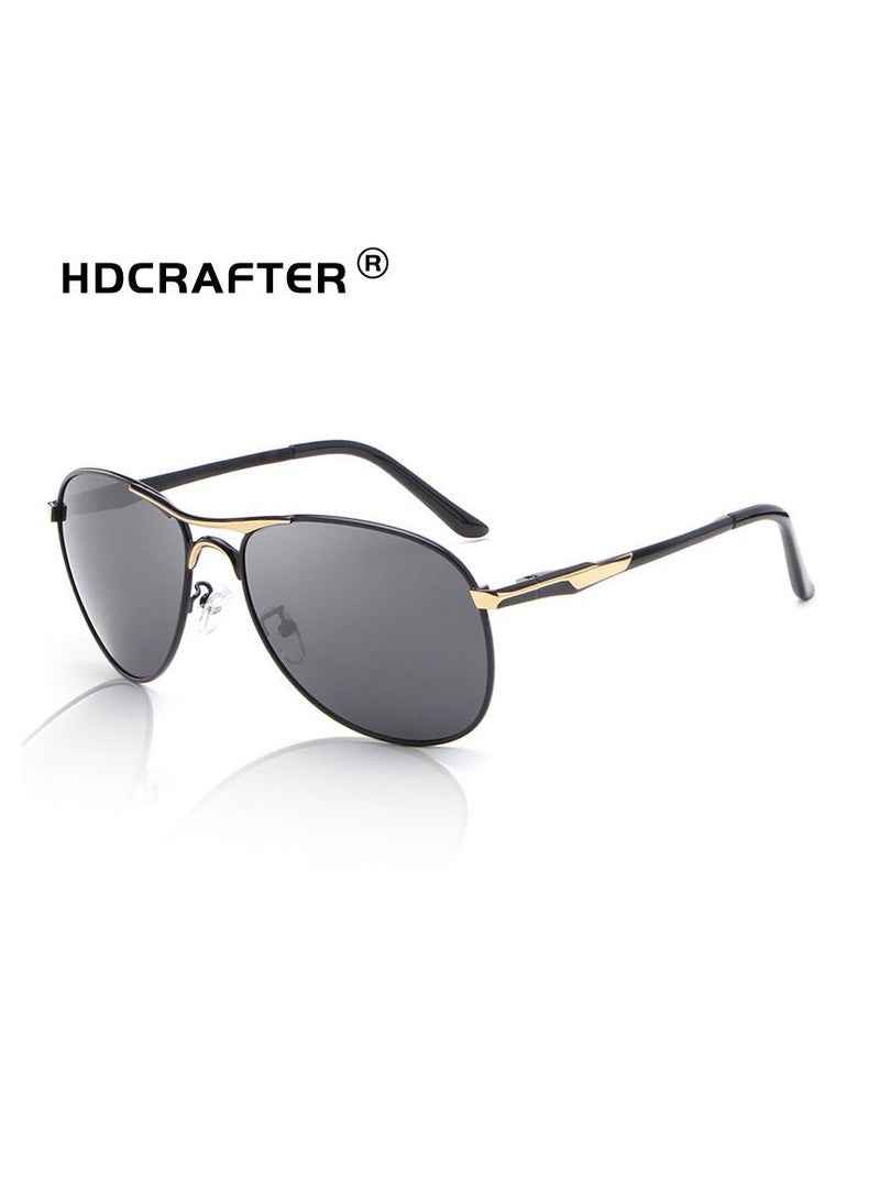 HDCRAFTER Men's full frame polarized UV400 pilot frame sunglasses  - Image 1