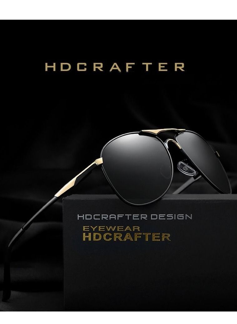 HDCRAFTER Men's full frame polarized UV400 pilot frame sunglasses  - Image 2