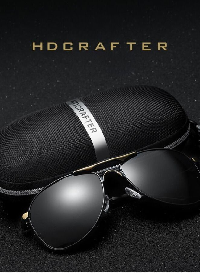 HDCRAFTER Men's full frame polarized UV400 pilot frame sunglasses  - Image 3