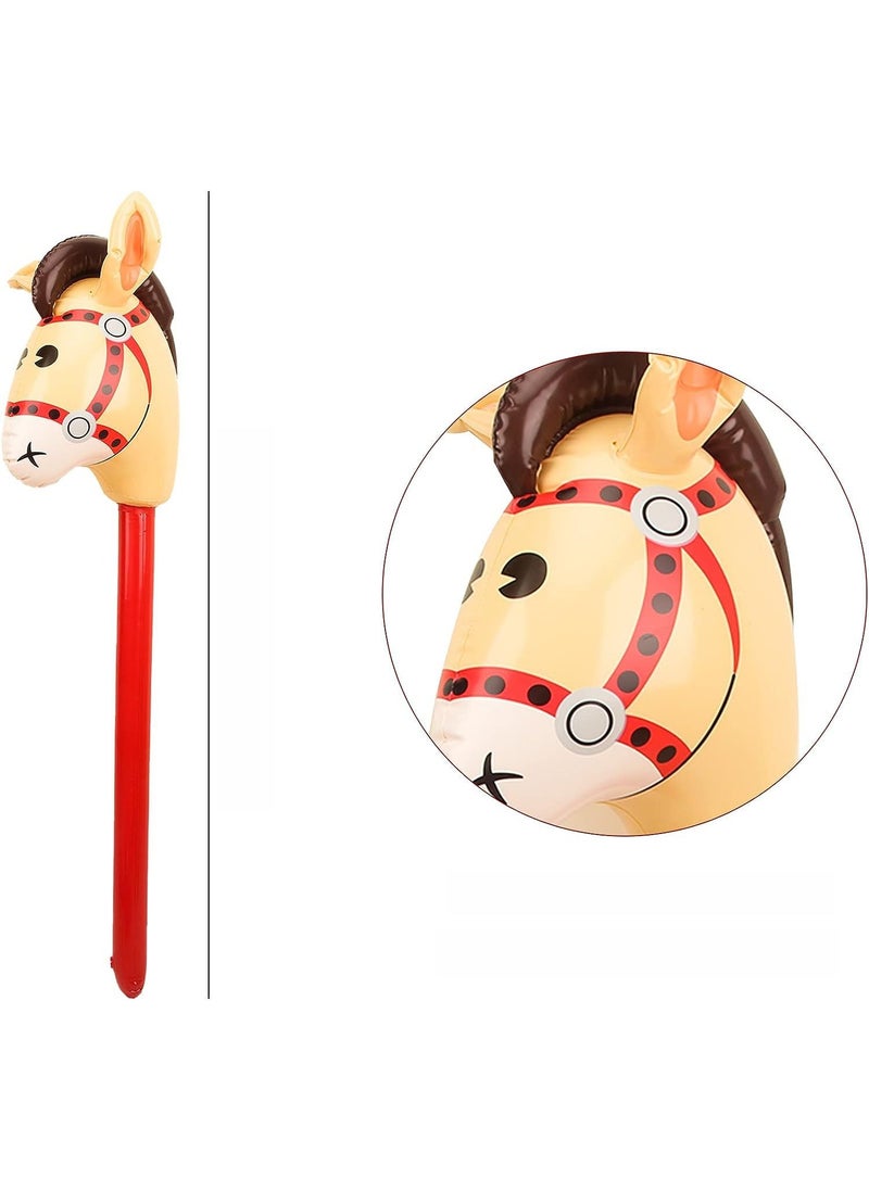 In stock cross-border new interactive props PVC thickened childrens riding unicorn inflatable stick animal horse head Red Horse head stick