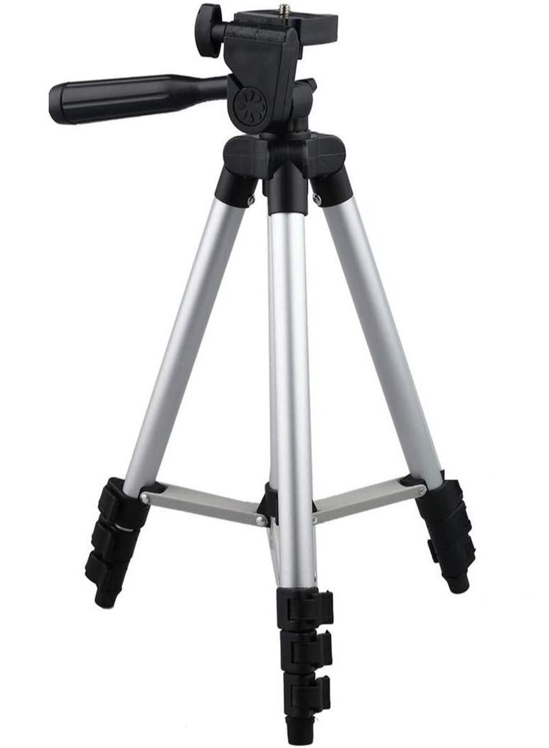 Portable Adjustable Aluminium Tripod with 3D Head and Quick Release Plate – Black/Silver - Image 1