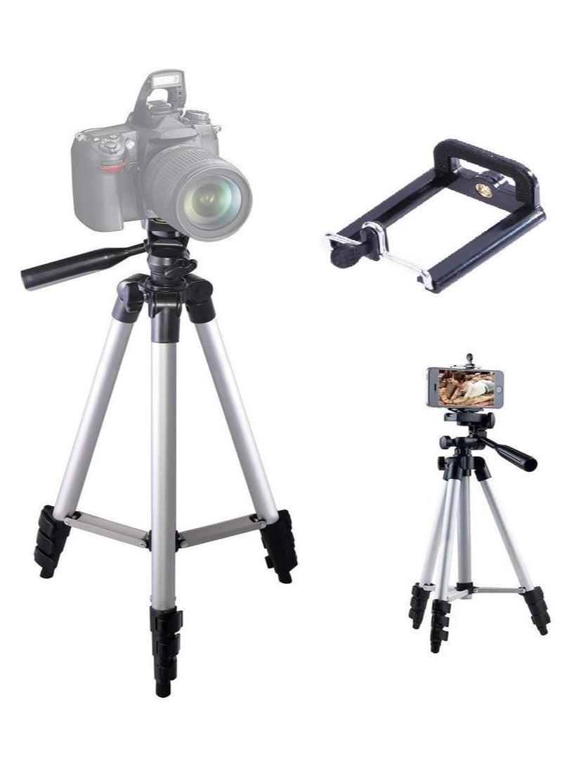 Portable Adjustable Aluminium Tripod with 3D Head and Quick Release Plate – Black/Silver - Image 3