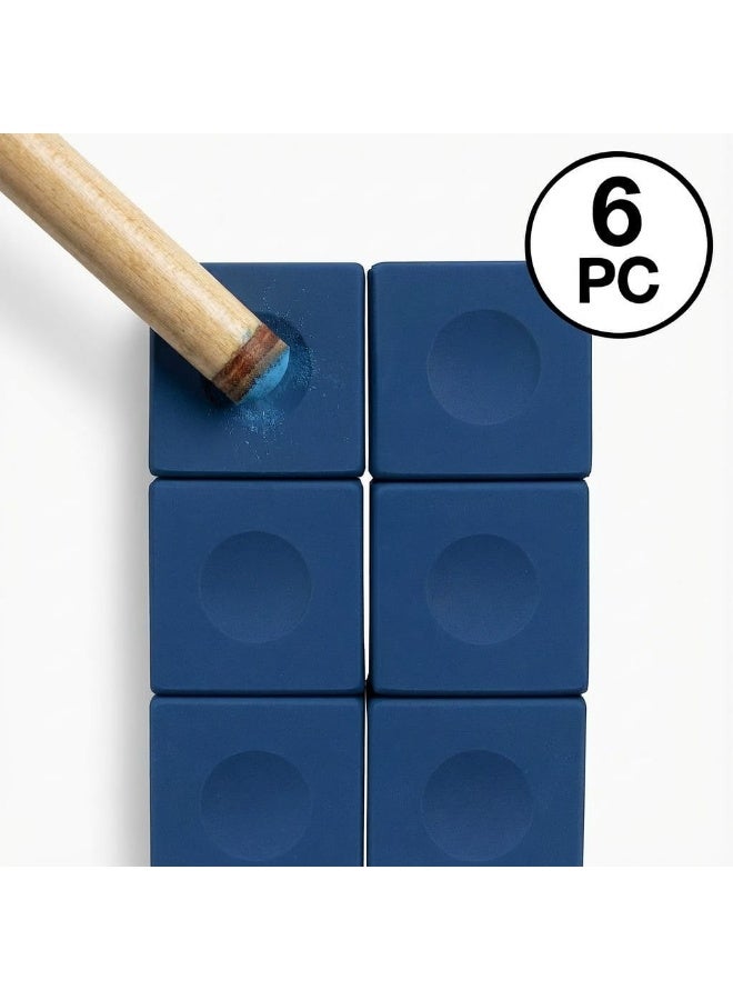 Master Premium Billiard Pool Cue Chalk Set 6 Pieces- Enhanced Grip, Reduced Miscues & Dust-Free Long-Lasting Performance - Image 1