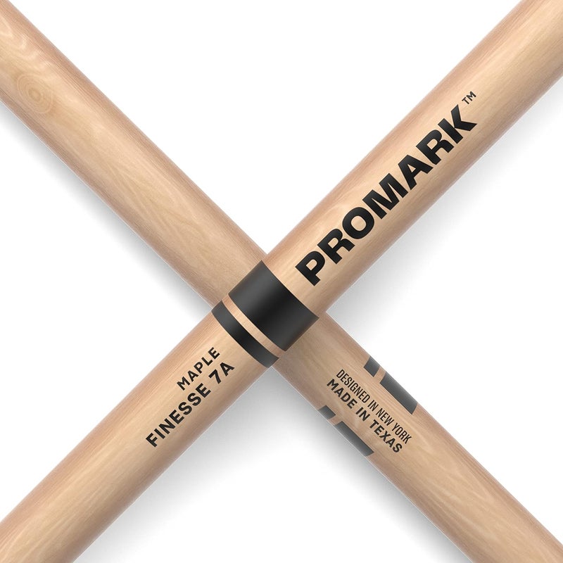 ProMark Drum Sticks - Finesse 7A Drumsticks - Drum Sticks Set - Ideal for Kids or Beginners - Small Round Wood Tip - Maple Drumsticks - Consistent Weight and Pitch - 1 Pair - Image 3