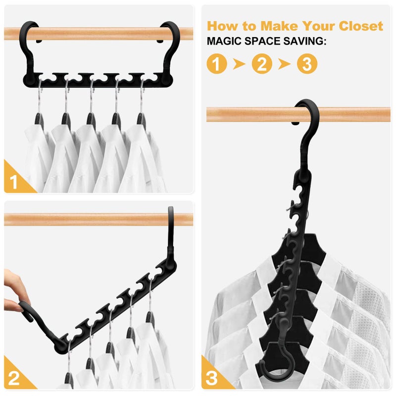 HZZILEY 20-Pack-Closet-Organizers-and-Storage Closet-Organizer-Hangers 5 Holes Hangers-Space-Saving for Heavy Clothes Wardrobe Closet Dorm-Room-Essentials - Image 3
