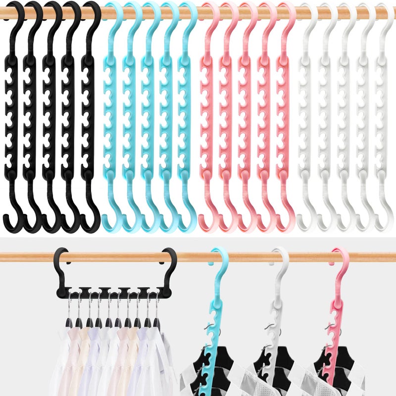HZZILEY 20-Pack-Closet-Organizers-and-Storage Closet-Organizer-Hangers 5 Holes Hangers-Space-Saving for Heavy Clothes Wardrobe Closet Dorm-Room-Essentials - Image 1