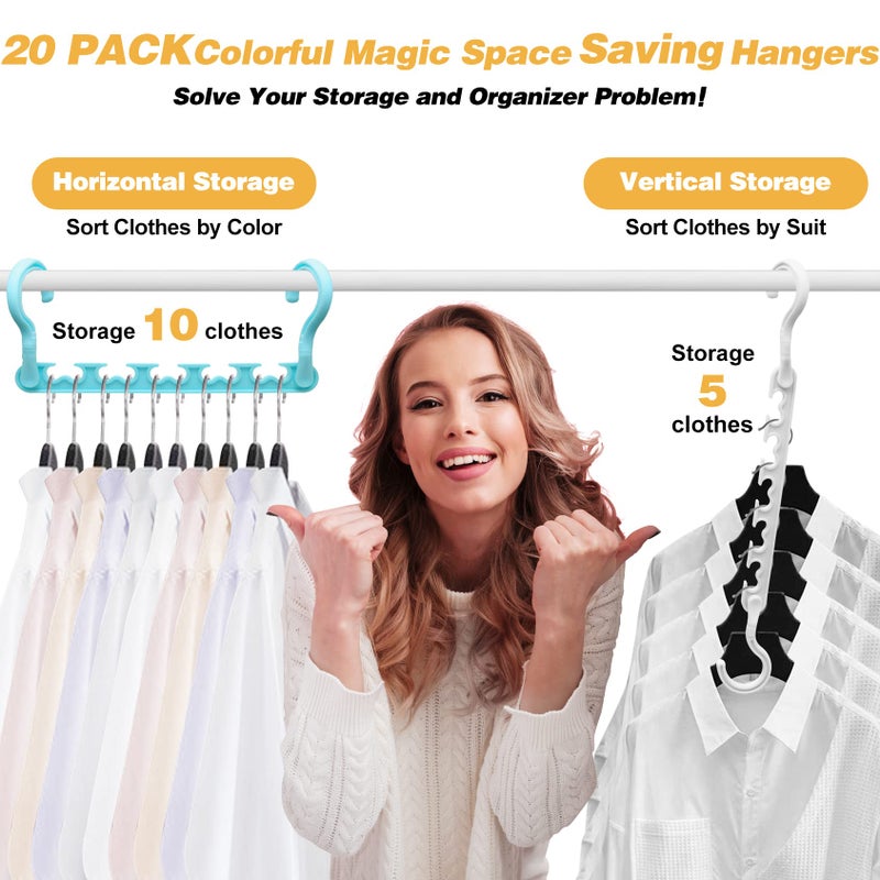 HZZILEY 20-Pack-Closet-Organizers-and-Storage Closet-Organizer-Hangers 5 Holes Hangers-Space-Saving for Heavy Clothes Wardrobe Closet Dorm-Room-Essentials - Image 5