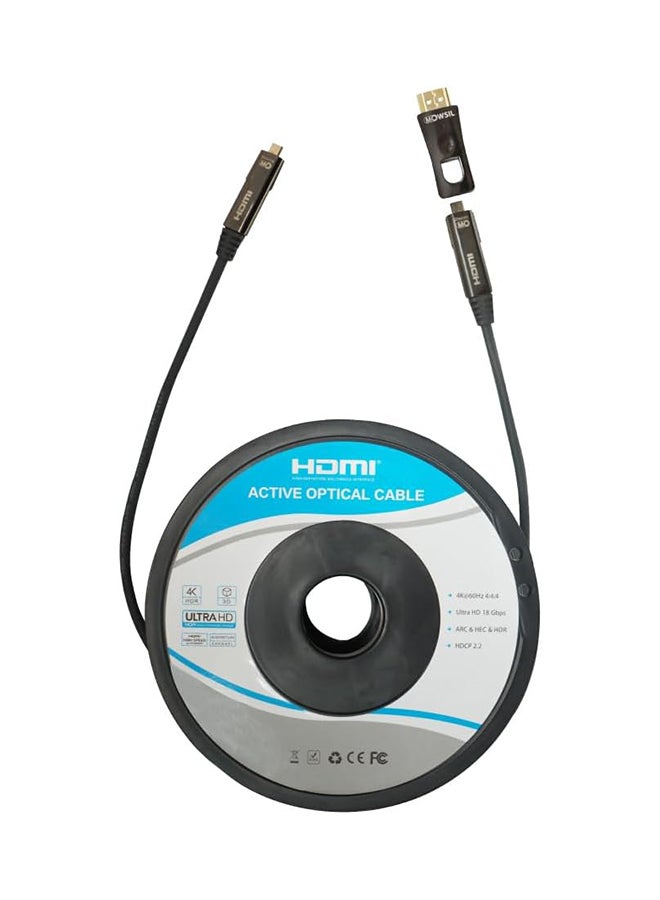 MOWSIL Active Optical AOC-Fiber HDMI 4K 60Hz 2.0 Cable DA Removable 20Mtr, Supported Resolution UHD 4K@60Hz Bandwidth upto 18 Gbps - Image 1