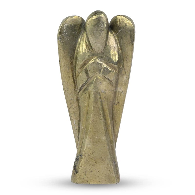 Crystu Pyrite Angel Natural Crystal Stone Angels Size 76 cm 3 inch Charged by Reiki Grand Master Vastu Expert Color Golden - Image 1