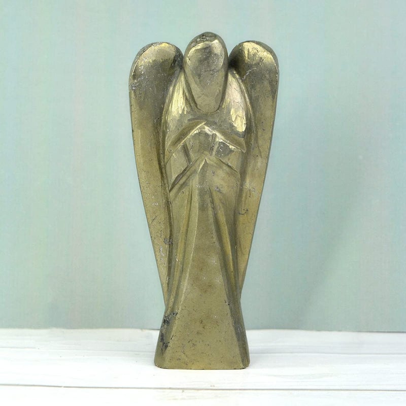 Crystu Pyrite Angel Natural Crystal Stone Angels Size 76 cm 3 inch Charged by Reiki Grand Master Vastu Expert Color Golden - Image 5