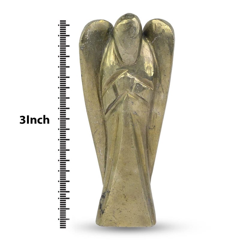 Crystu Pyrite Angel Natural Crystal Stone Angels Size 76 cm 3 inch Charged by Reiki Grand Master Vastu Expert Color Golden - Image 4