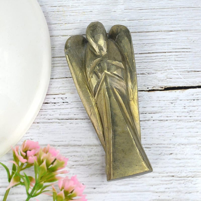 Crystu Pyrite Angel Natural Crystal Stone Angels Size 76 cm 3 inch Charged by Reiki Grand Master Vastu Expert Color Golden - Image 3