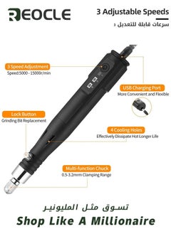 REOCLE Rotary Tools 161PCS 30W Corded Rotary Power Tool Kit Set Mini 3 Speeds Adjust Grinding Machine Lightweight Nail Drill USB Engraving Pen Ideal for DIY Woodwork & Hobby Craft  - Image 2