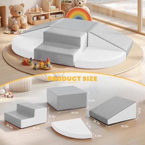 Hoohtoot Soft Foam Climbing Blocks for Toddlers 6Piece PU Leather Play Set Kids Climbing and Crawling Toys Indoor Baby Play Structure Fun Learning Gym for Christmas Gifts - Image 5