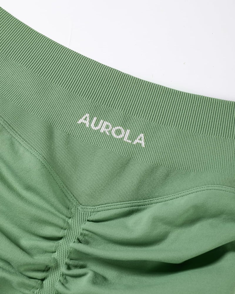 AUROLA Influence Collection Workout Shorts for Women,No Roll Up New Scrunch Seamless Gym Short-3.5" Inseam, Mineral Green, M - Image 2