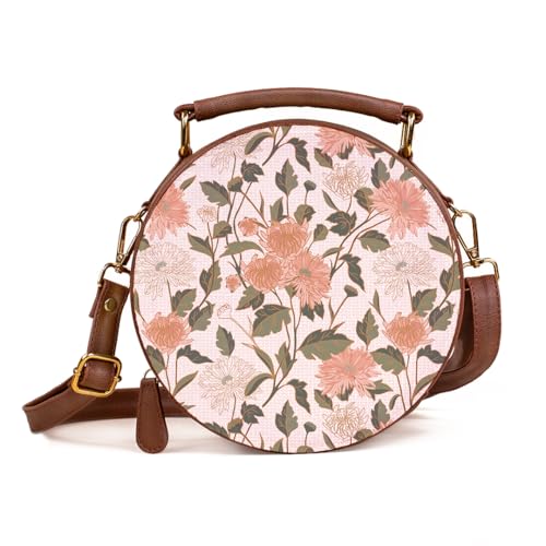 Kalankit Sling Bags For Women | Vegan Leather Round Box Sling | Crossbody Floral Sling Side Purse, Birthday Gifts For Women | Cute Sling Bag For Teenage Girls, Side Bag, Rakhi Gift For Sister - Image 1