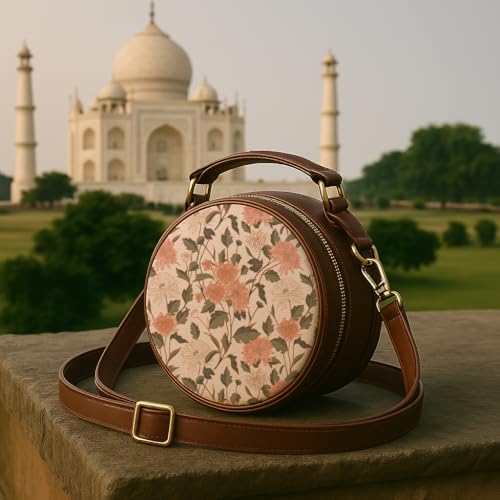 Kalankit Sling Bags For Women | Vegan Leather Round Box Sling | Crossbody Floral Sling Side Purse, Birthday Gifts For Women | Cute Sling Bag For Teenage Girls, Side Bag, Rakhi Gift For Sister - Image 3