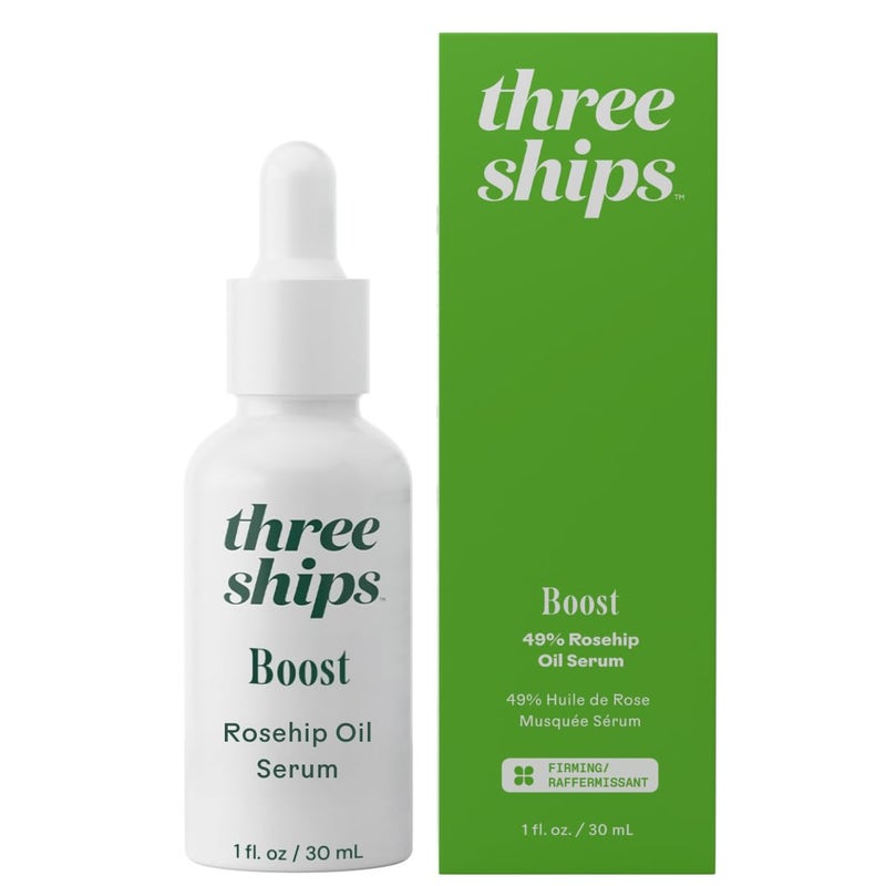 Three Ships Boost 49% Rosehip Oil Serum- Firming Face Serum, Smooths, Hydrates + Protects Skin, Plumps Look of Fine Lines and Reduces Discoloration (1 floz)