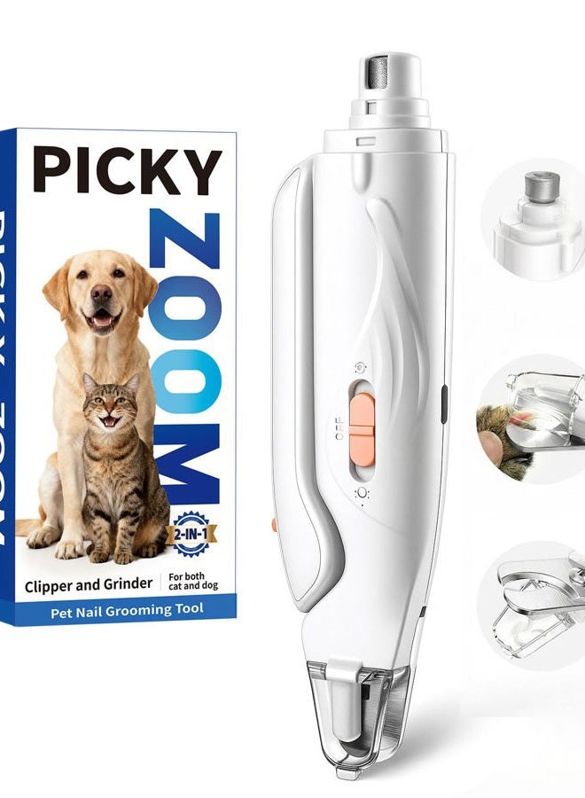 Picky zoom 2-in-1 Dog & Cat Nail Clippers and Grinder with Light – Upgraded Safety Guard to Avoid Overcutting, Sharp Blade, Painless Quiet Pet Nail Claw Trimmers, Professional Grooming Tool for Large Small Pets - Image 1