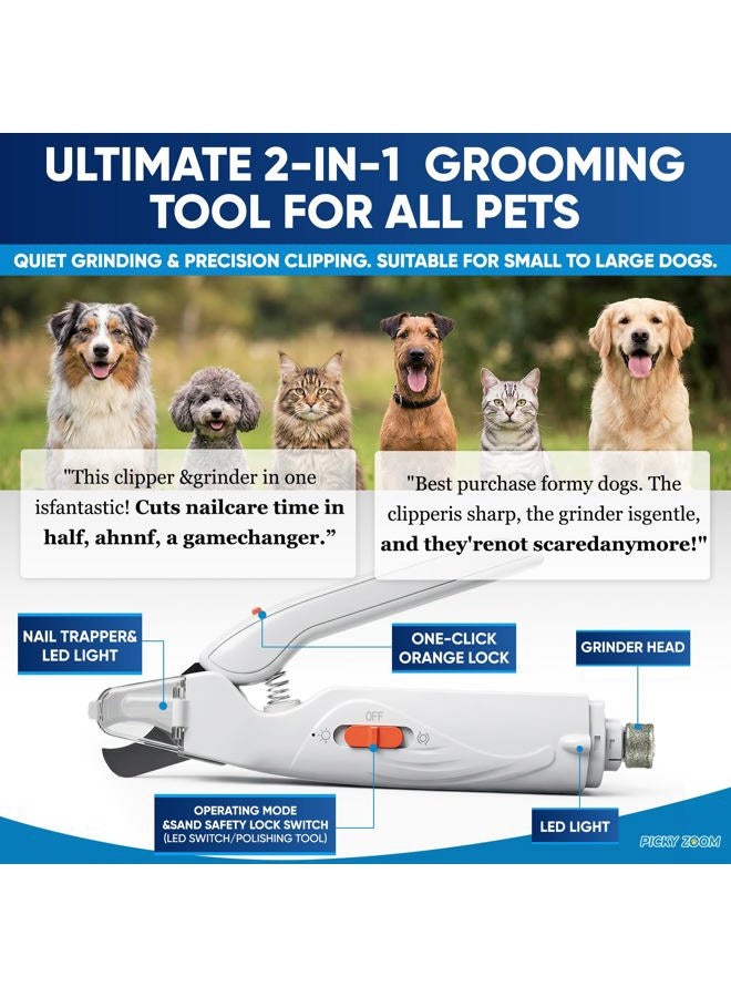 Picky zoom 2-in-1 Dog & Cat Nail Clippers and Grinder with Light – Upgraded Safety Guard to Avoid Overcutting, Sharp Blade, Painless Quiet Pet Nail Claw Trimmers, Professional Grooming Tool for Large Small Pets - Image 3