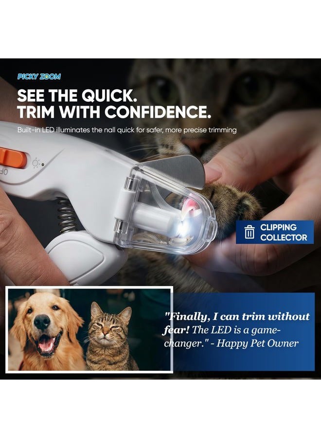 Picky zoom 2-in-1 Dog & Cat Nail Clippers and Grinder with Light – Upgraded Safety Guard to Avoid Overcutting, Sharp Blade, Painless Quiet Pet Nail Claw Trimmers, Professional Grooming Tool for Large Small Pets - Image 4