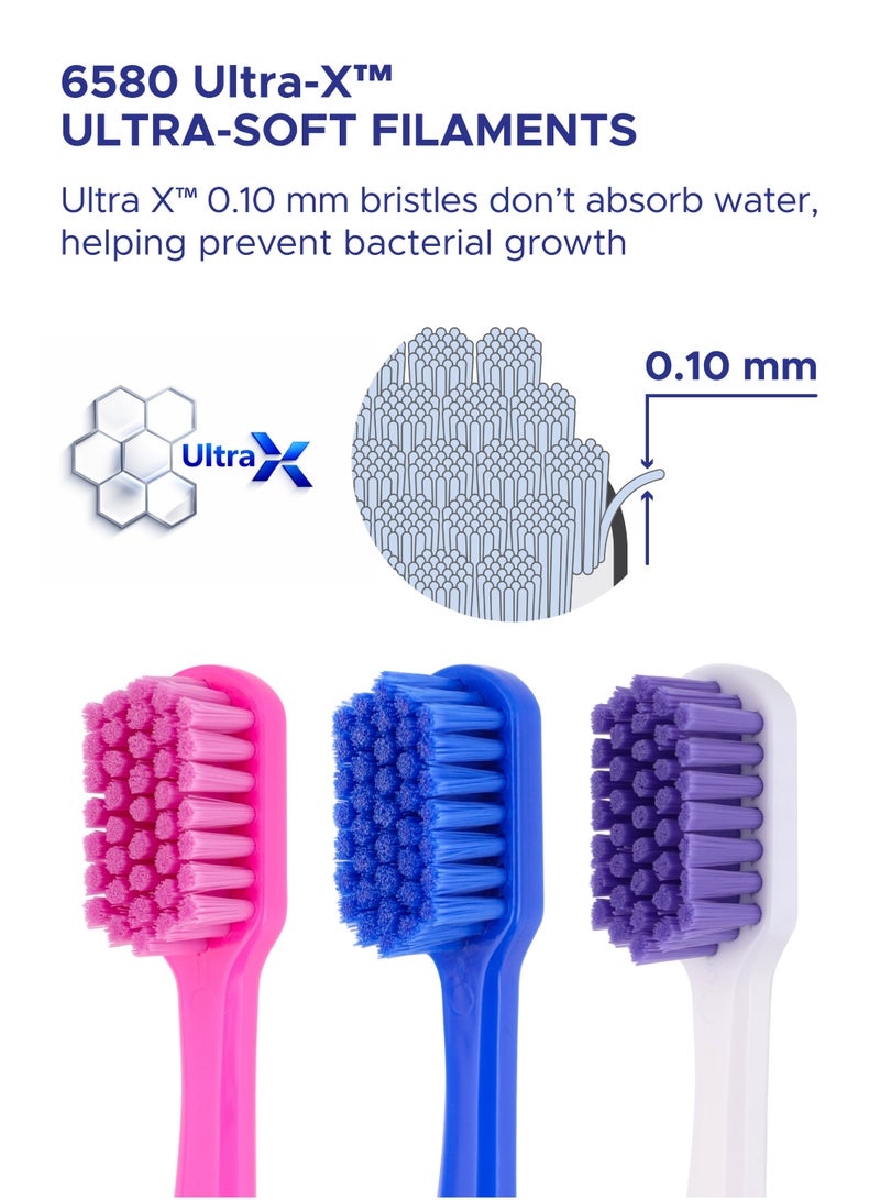 PESITRO UltraClean Triple 6580 Ultra Soft Toothbrush 3-Pack – 6,580 Ultra-Soft Bristles, Family Daily Oral Care Set - Image 3