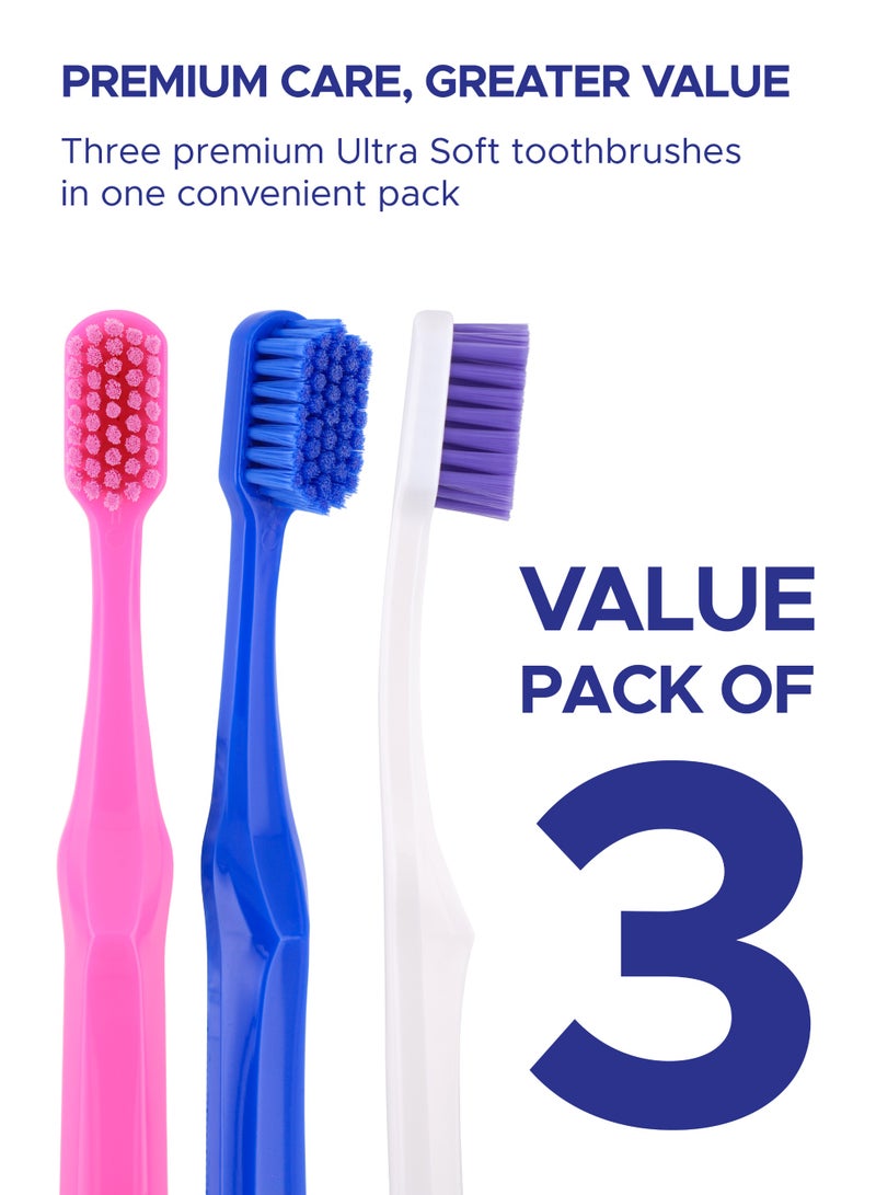 PESITRO UltraClean Triple 6580 Ultra Soft Toothbrush 3-Pack – 6,580 Ultra-Soft Bristles, Family Daily Oral Care Set - Image 2