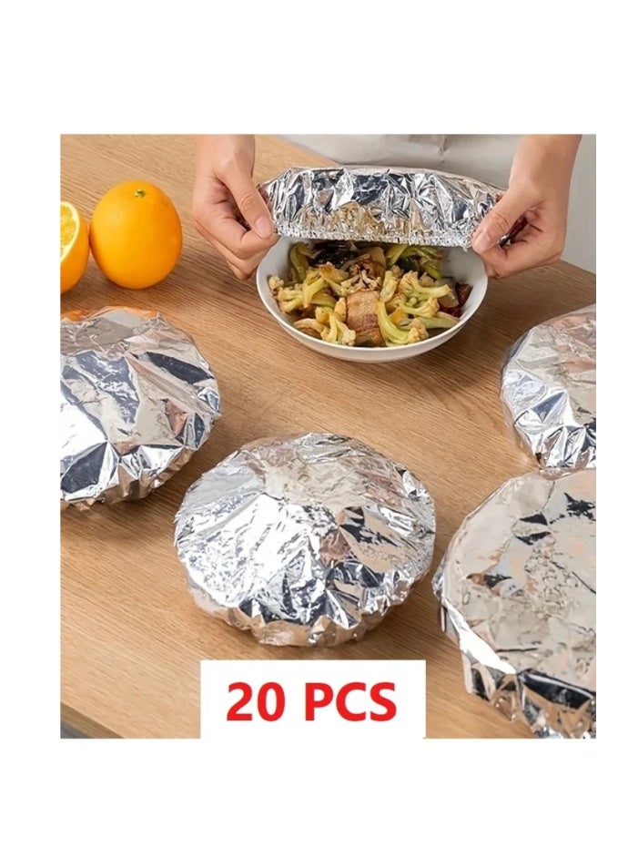 Set of 20 Reusable Aluminum Foil Dish Covers – Airtight, Heat-Resistant, and Designed to Keep Your Food Warm and Fresh – Perfect for Kitchen Use and Serving in Bowls and Dishes Reusable Foil Covers Aluminum Food Covers Reusable Bowl Lids Hot Food Insulation Covers Kitchen Food Covers Dish Covers Healthy Food Storage Eco-Friendly Food Wraps 20-Piece Foil Lid Set Round Foil Covers Kitchen Essentials - Image 1