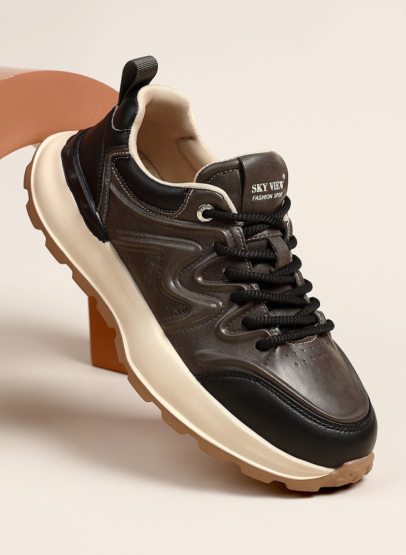 Sky View SKY VIEW Men Fashion Casual Shoes Mid Top Wide Hiking Sneakers Non-Slip Trekking Walking Shoes Running Shoes for Men with Arch Support  - Image 2