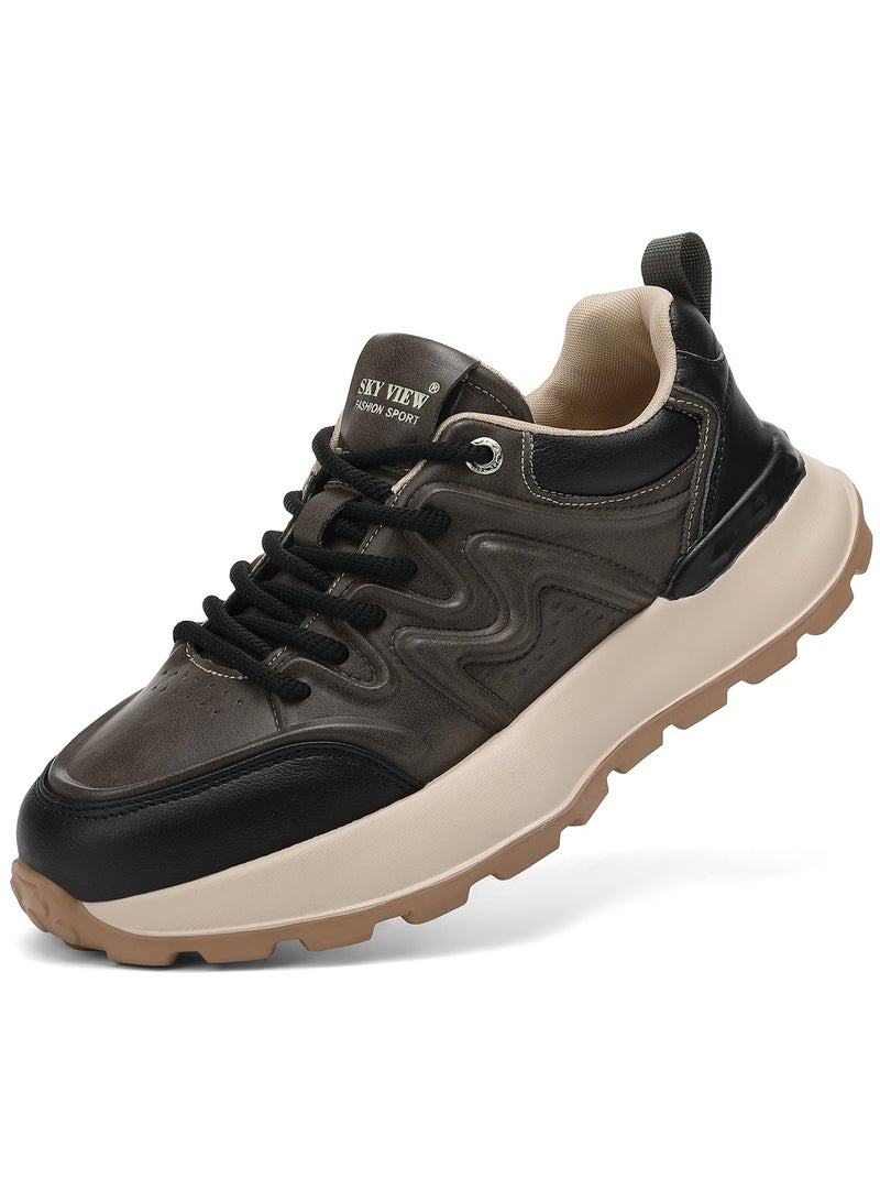 Sky View SKY VIEW Men Fashion Casual Shoes Mid Top Wide Hiking Sneakers Non-Slip Trekking Walking Shoes Running Shoes for Men with Arch Support  - Image 3