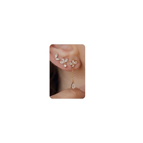 Krfy 3 Pairs Dainty 14K Gold Plated Earrings for Women - Dangle Cartilage Earring Sterling Silver Post Hypoallergenic Earring Sets for Multiple Piercing - Image 1