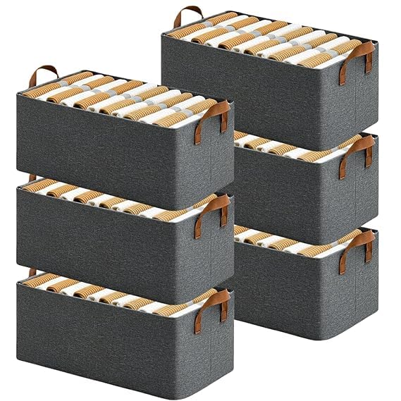 Khanak KHANAK 6PCS Clothes Organiser For Wardrobe Storage Shirt Pant Cupboard Drawer Organizer Wardrobe Organizer Storage Almirah Gray 6 PCS - Image 1