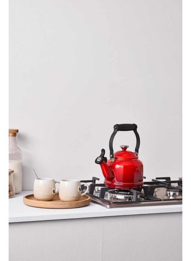 Le Creuset Le Creuset Enamel On Steel Demi Tea Kettle with Metal Finishes, 1.25 qt, Cerise  - Image 2