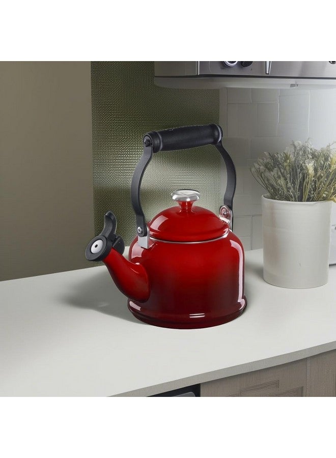 Le Creuset Le Creuset Enamel On Steel Demi Tea Kettle with Metal Finishes, 1.25 qt, Cerise  - Image 4