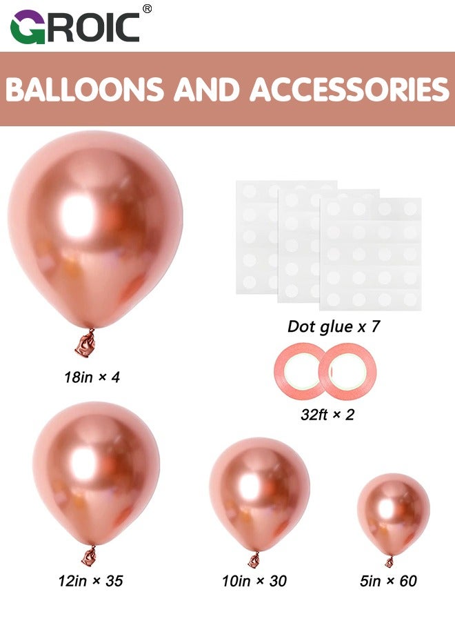 GROIC 129pcs Rose Gold Balloons Latex Balloons 18 12 10 5 Inch Party Balloon Kit for Birthday Party Graduation Baby Shower Wedding Holiday Balloon Decoration,Party Balloon Set, Party Supplies - Image 3