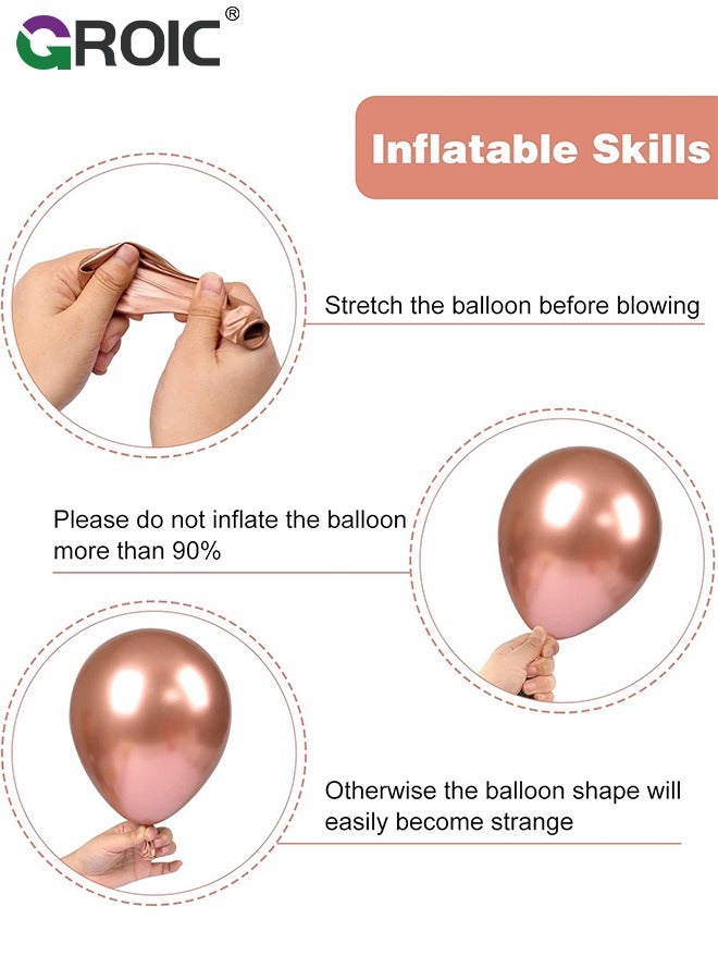 GROIC 129pcs Rose Gold Balloons Latex Balloons 18 12 10 5 Inch Party Balloon Kit for Birthday Party Graduation Baby Shower Wedding Holiday Balloon Decoration,Party Balloon Set, Party Supplies - Image 2