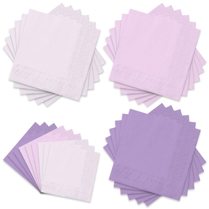 Whaline Lavender Paper Napkins 3 Colors Dinner Napkins Purple Disposable Luncheon Napkins for Party Celebration Gathering Supplies Table Decor  60Pcs - Image 1