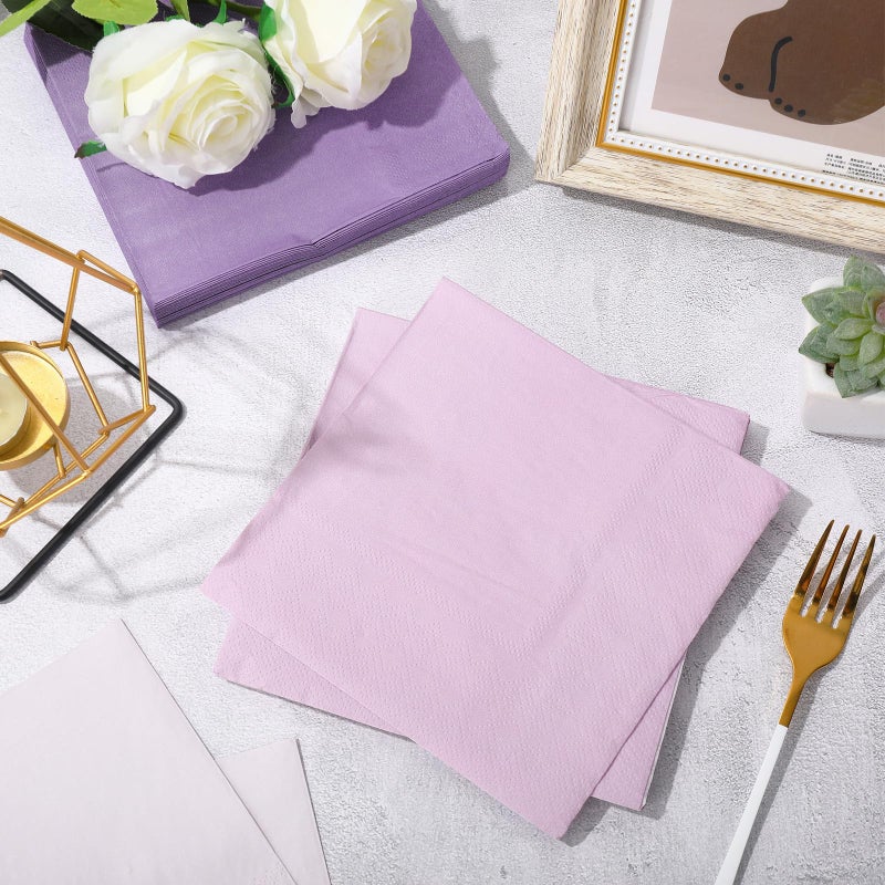 Whaline Lavender Paper Napkins 3 Colors Dinner Napkins Purple Disposable Luncheon Napkins for Party Celebration Gathering Supplies Table Decor  60Pcs - Image 4