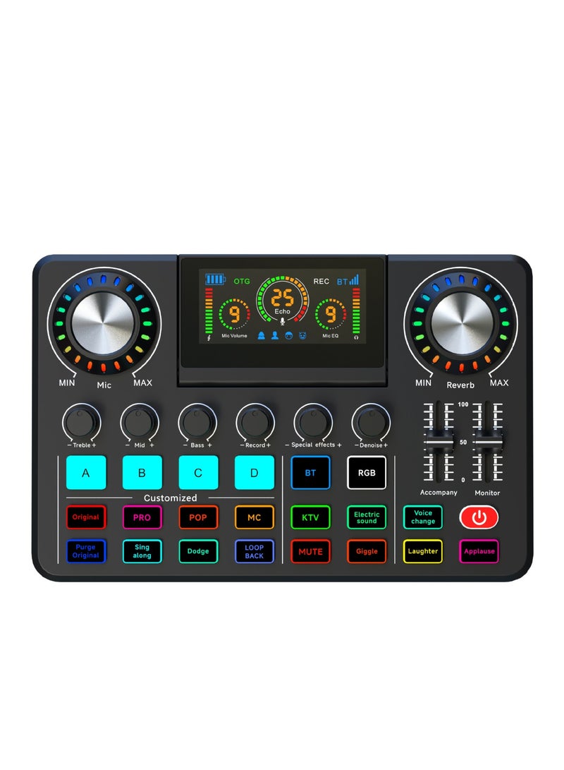 خلّاط صوت احترافي مع مؤثرات DJ ومبدّل صوت وبلوتوث ولوحة صوت بإضاءة RGB لتقليل الضوضاء، مثالي للبث المباشر والبودكاست والتسجيل - Image 1