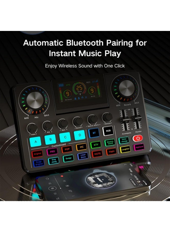 خلّاط صوت احترافي مع مؤثرات DJ ومبدّل صوت وبلوتوث ولوحة صوت بإضاءة RGB لتقليل الضوضاء، مثالي للبث المباشر والبودكاست والتسجيل - Image 3