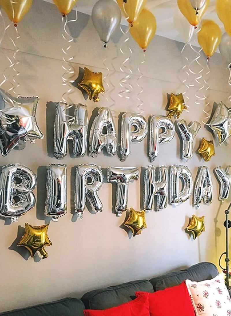 Party Generic Silver Happy Birthday Banner Balloons, Aphabet Happy Birthday Balloons Banner or Birthday Party Decoration - Image 4