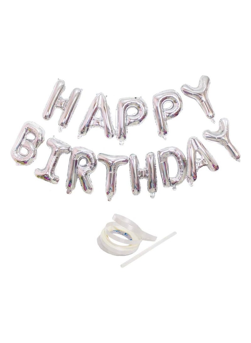 Party Generic Silver Happy Birthday Banner Balloons, Aphabet Happy Birthday Balloons Banner or Birthday Party Decoration - Image 5
