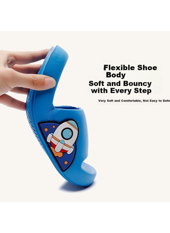 GUOLUOFEI Guoluofi Astronaut Kids Summer Slip-on Sandals Boys Non-slip Girls Cartoon Large Children Slippers Navy Blue Size 38-39 - Image 2