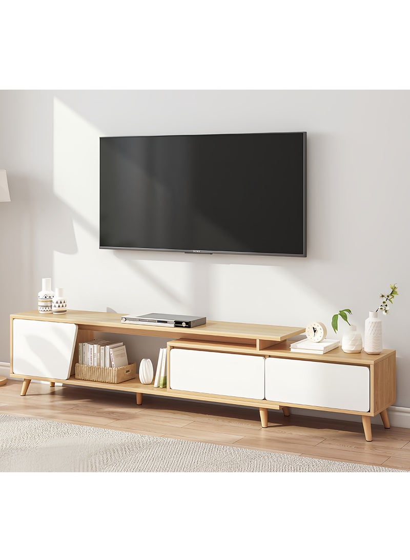 Sharpdo Modern Simple Solid Wood Leg Coffee Table TV Cabinet Storage Cabinet Combination, Retractable, Suitable for Living Room and Bedroom - Image 2